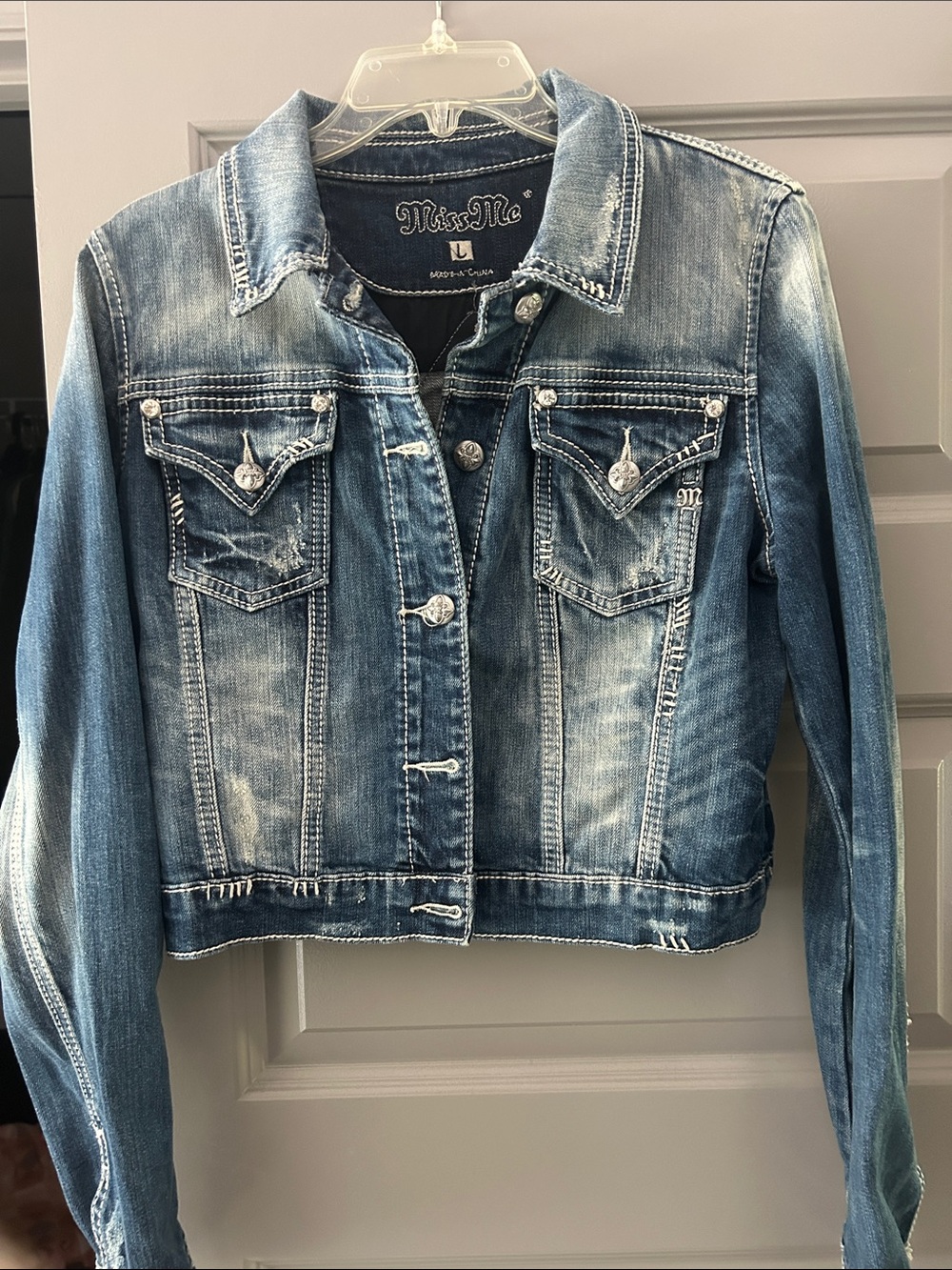 Miss Me Blue Faded Denim Jean Jacket